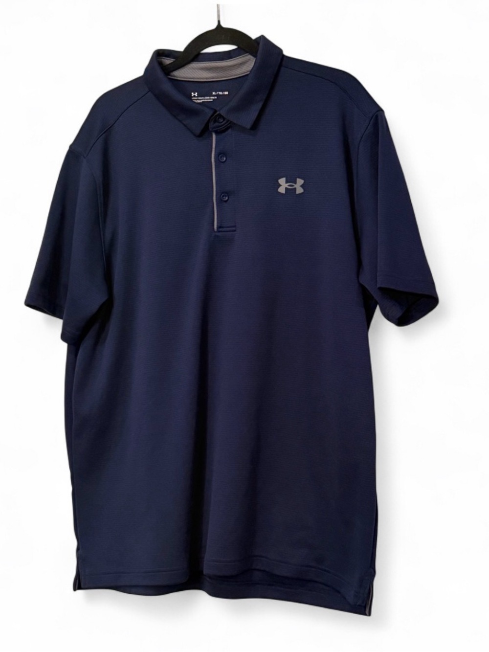 Under Armour Golf Polo Shirt Mens XL Navy Blue Loose Fit Short Sleeve Athletic